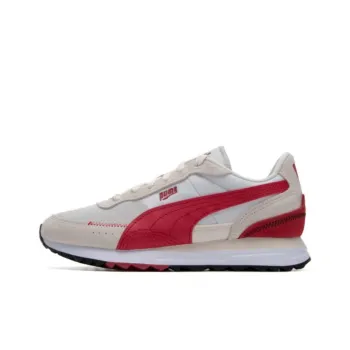 PUMA Cushioned Wear Resistant Breathable Low Top Casual Running Shoes Unisex White Red