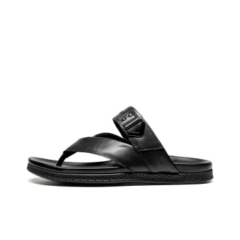 LEAVELAND Quick Dry Flip Flops Men's Black