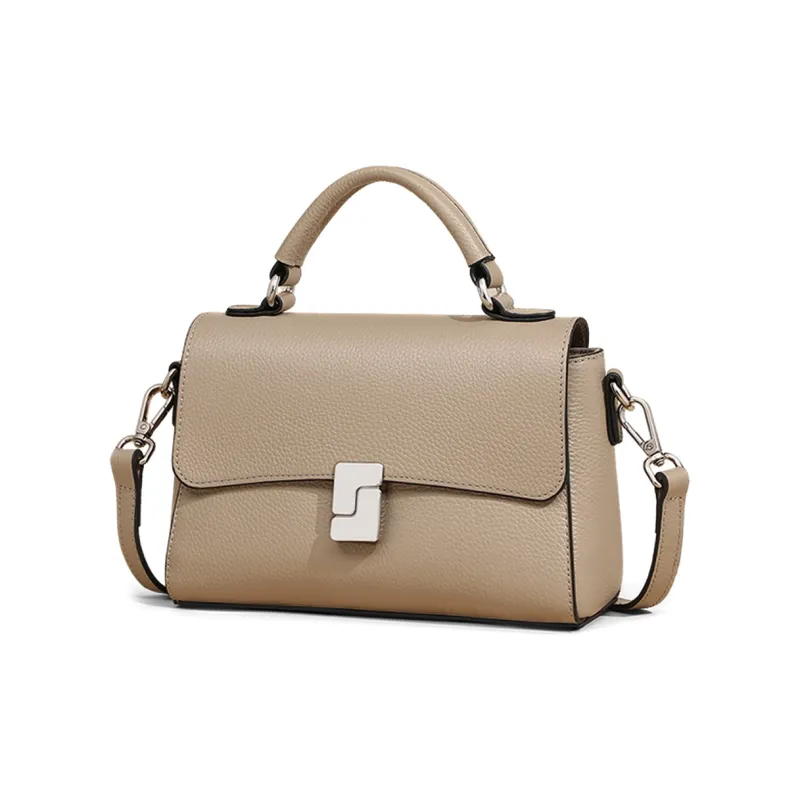 COMELY Cow Leather Bonded Synthetic Leather Shoulder Bag Crossbody Bag Handbags Regular Women's Black/Light Khaki-2