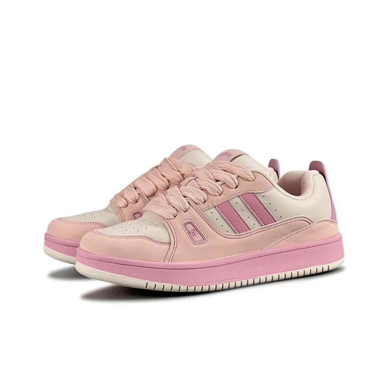 ZUIBANG Puffy Shoes Anti Slip Wear Resistant Low Top Skateboard Shoes Women's Cherry Blossom Pink-3