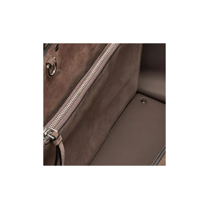 FERRAGAMO Studio Suede Calfskin Handbag Tubas Women's Brown-6