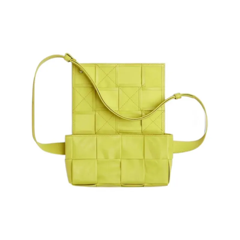 Bottega Veneta CASSETTE Sheepskin Tofu Bag Fanny Pack Mini Women's Lemon Kiwi Green-3