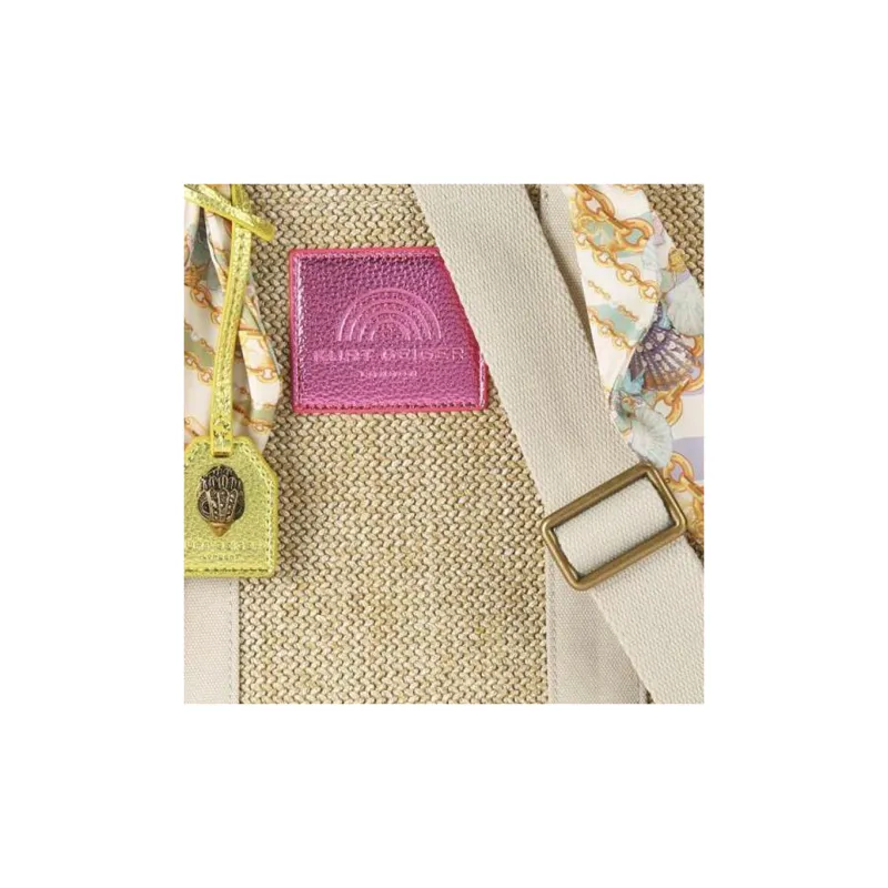 Kurt Geiger London Natural Woven Fabric Shoulder Bag Crossbody Bag Handbag Women's Beige-6