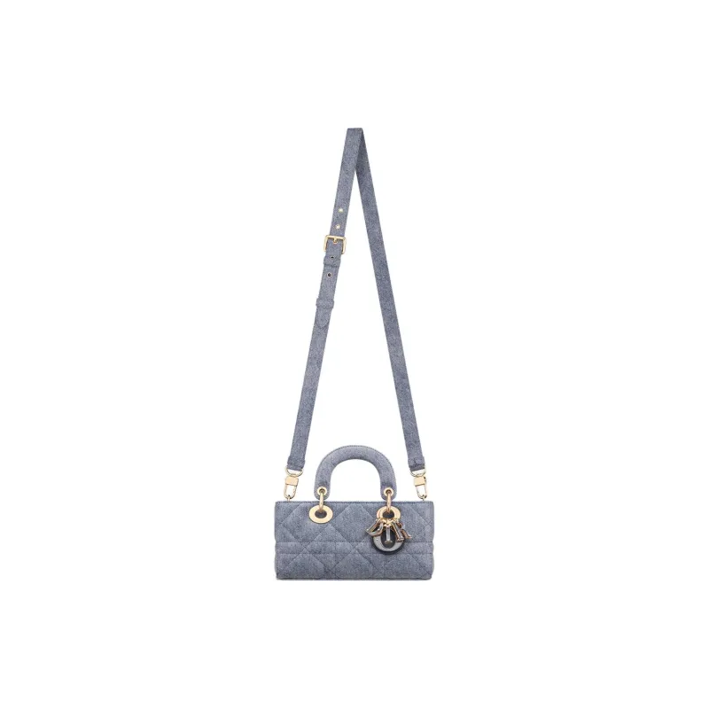 DIOR Lady D JOY Denim Fabric Shoulder Bag, Crossbody Bag, Handbag Trumpets Women's Light Blue-2