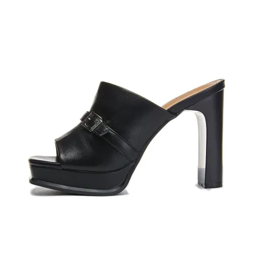 POOQ Slide Slippers Women's Black/Beige