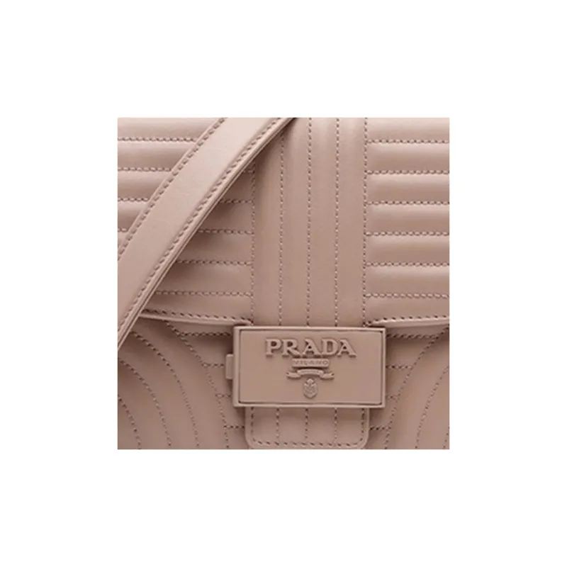 PRADA Leather Shoulder Bag Crossbody Bag Women's Nude-3