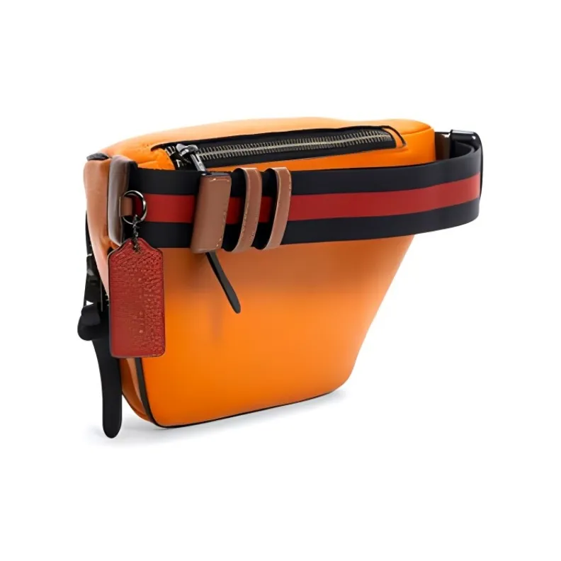 COACH Thompson Cow Leather Sling Bag, Fanny Pack Medium Size Unisex Candy Color Orange-1