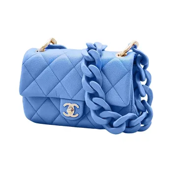 CHANEL Sheepskin Mini Square Flap Bag, Shoulder Bag, Crossbody Bag Medium Size Women's Blue