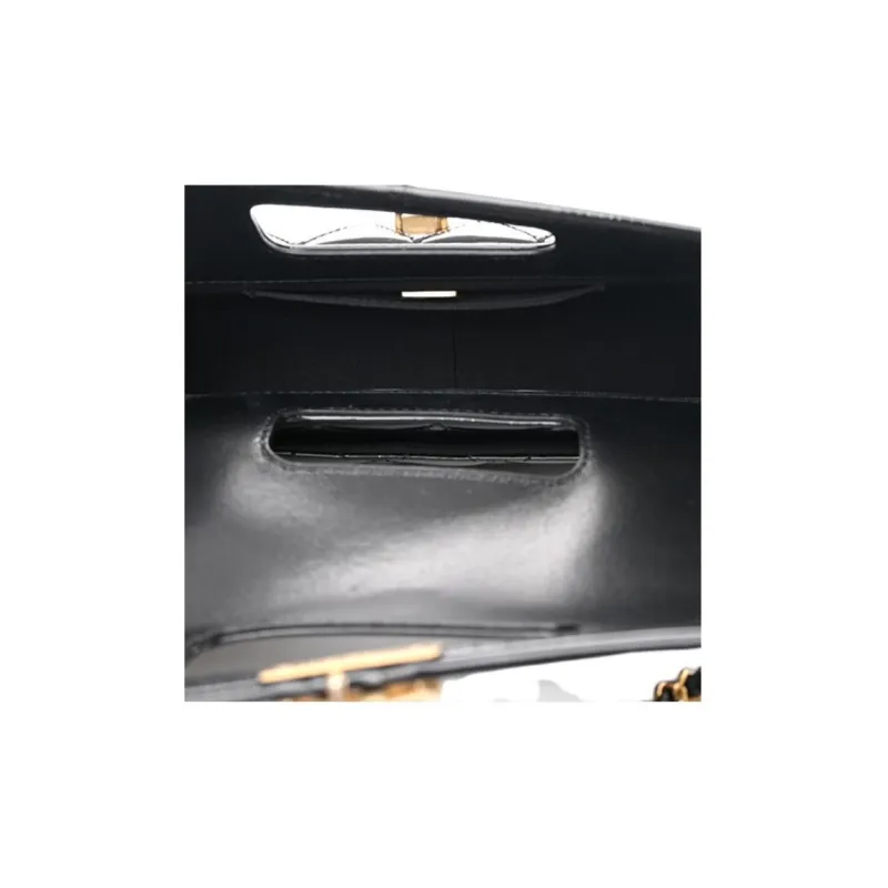 CHANEL Patent Leather Flap Bag, Messenger Bag, Briefcase, Shoulder Bag, Crossbody Bag, Handbag Women's Black-3