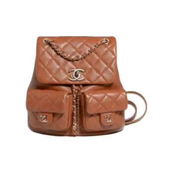 CHANEL Duma Calfskin Backpack Medium Size Women's Caramel Brown