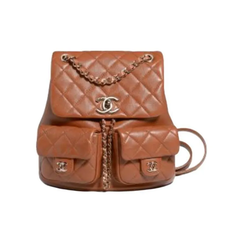 CHANEL Duma Calfskin Backpack Medium Size Women's Caramel Brown-0