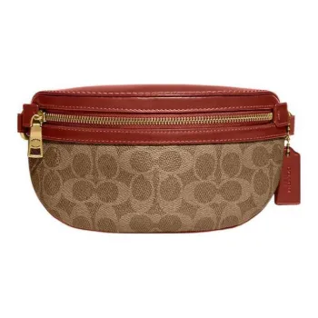 COACH Belt Coated Canvas With Calfskin One Shoulder Crossbody Fanny Pack Small Size Women's Tan