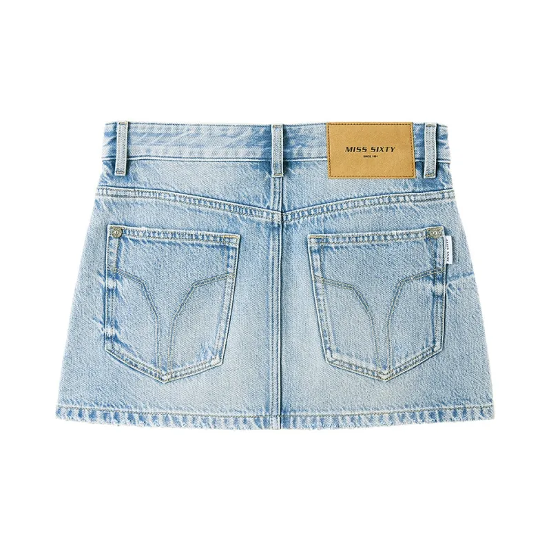 Miss Sixty Denim Short Skirts Women's Light Blue-1