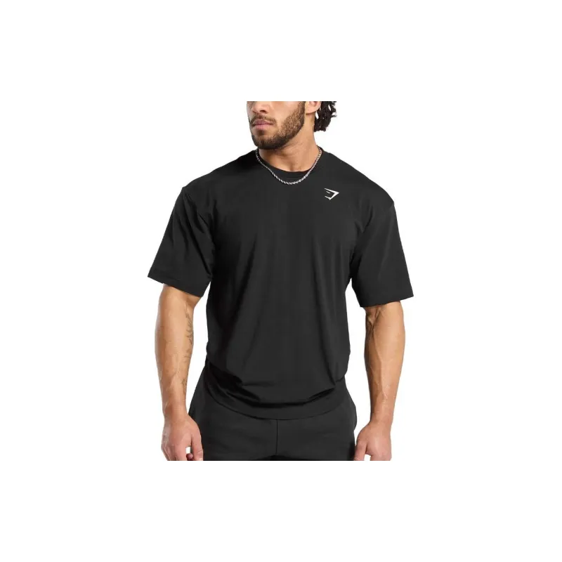 GYMSHARK Drop Shoulder Sleeve T Shirt Men's Black-1