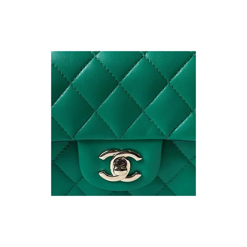 CHANEL 23P Spring And Summer Classic Flap CF Sheepskin Shoulder Bag, Crossbody Bag, Handbag Mini Women's Green-0