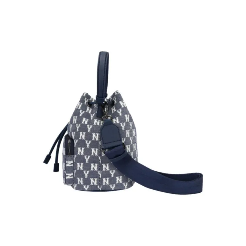 MLB Monogram Collection Polyester Bucket Bags Shoulder Bag Crossbody Bag Regular Unisex Denim Blue-2