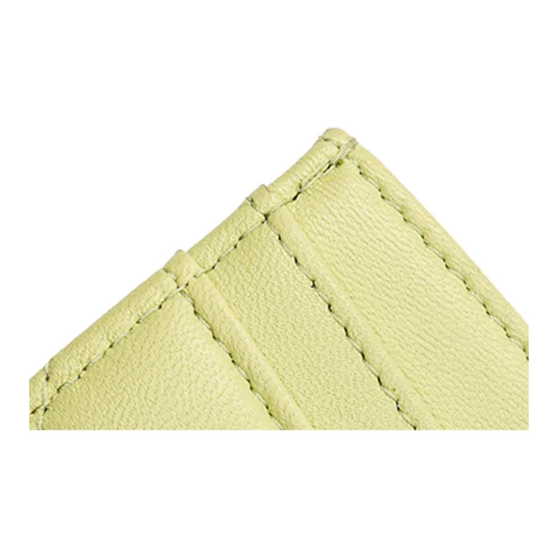 CHANEL Lambskin Card Holder Women's Yellow Green-4