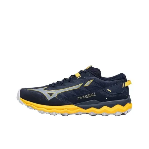 Mizuno Wave Daichi 7 Cushioning Wear Resistant Low Top Casual Running Shoes Men's Black Neon Yellow