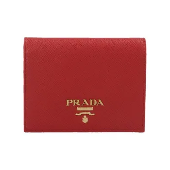 PRADA Leather Wallet Women's Red