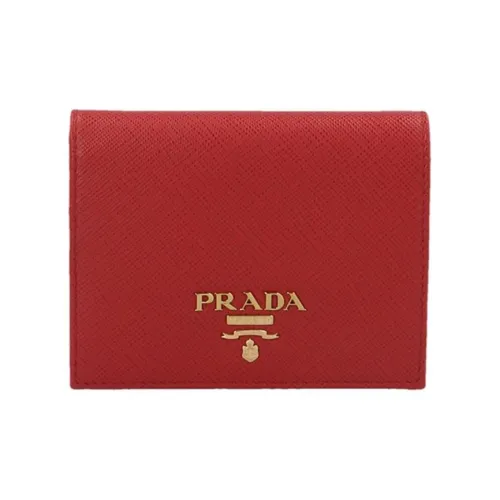 PRADA Leather Wallet Women's Red