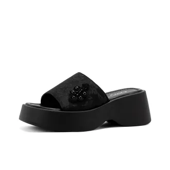 OMS Slide Slippers Women's Black/Beige