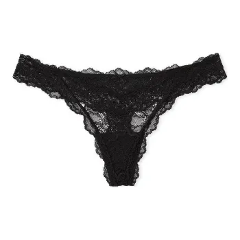 Victoria's Secret DREAM ANGELS Thong Panty/Black Underpants Women's 1 Pack Lace Black