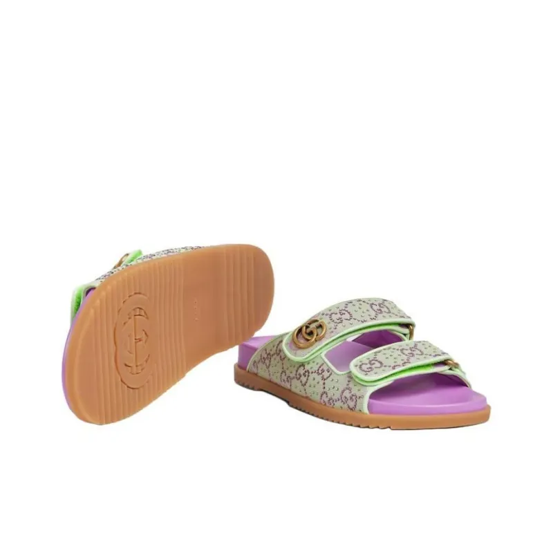 GUCCI Crystal Slip-Resistant Slide Slippers Women's Purple Green-5