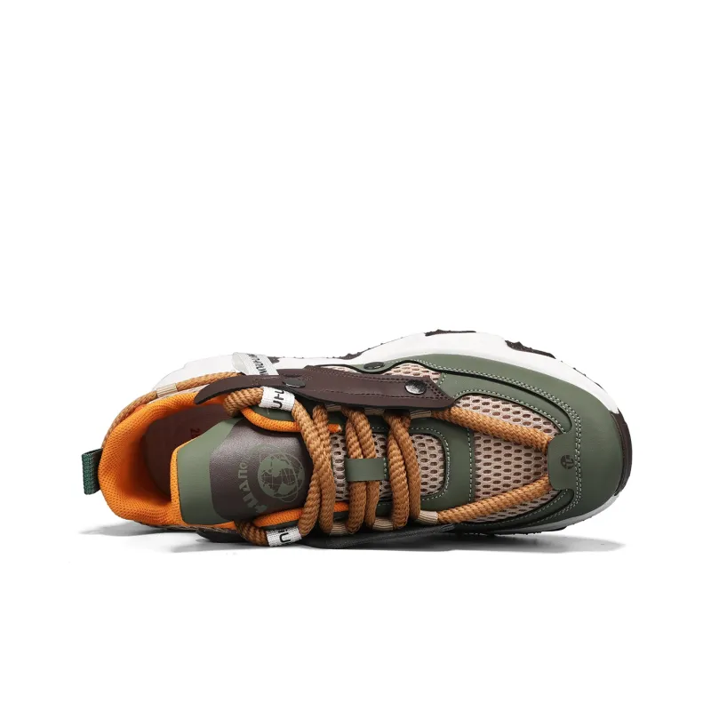 HUANQIU Abrasion Resistant Breathable Low Top Casual Shoes Men's Khaki Green-3