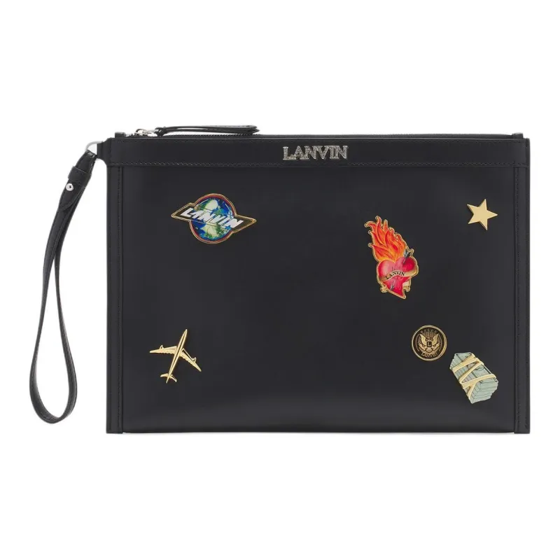 Lanvin Cotton Clutch Men's Black-0