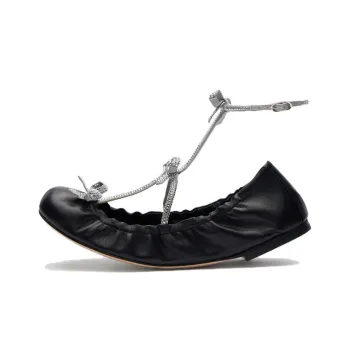 René Caovilla Caterina Leather Ballerina Shoes