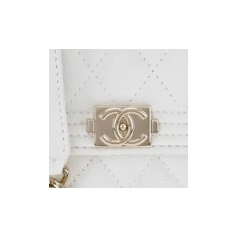 CHANEL Leboy Grain Calfskin Shoulder Bag, Crossbody Bag, Coin Purse Regular Women's White-3