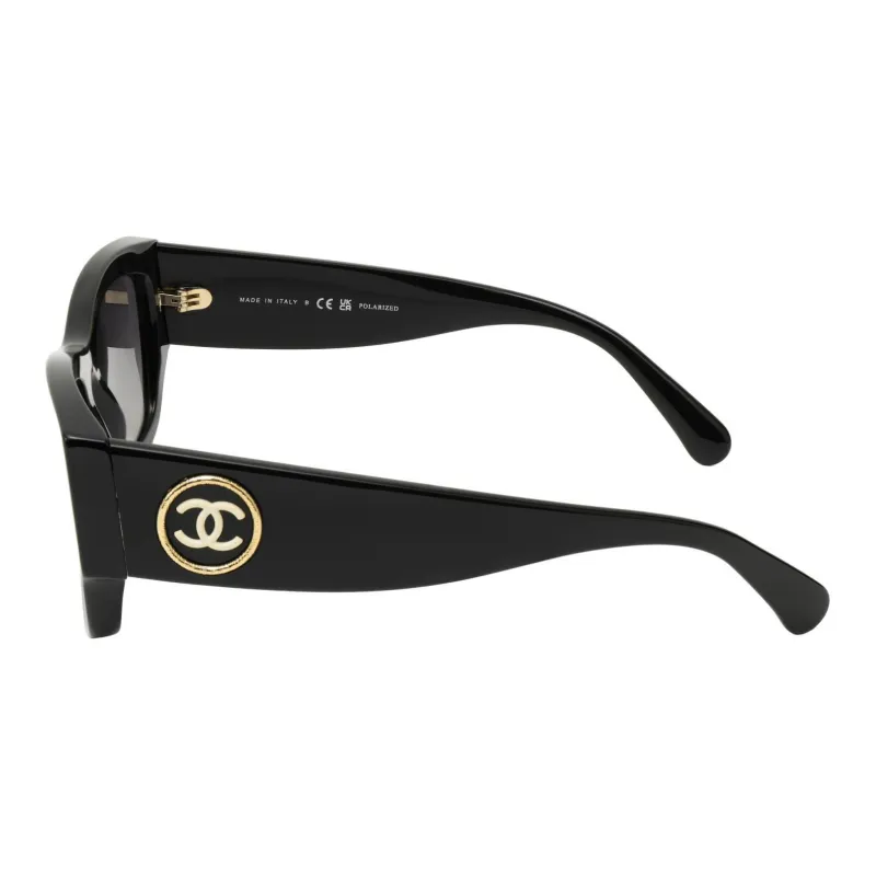 CHANEL Plate Frame Irregular Shape Sunglasses Women's Black-2