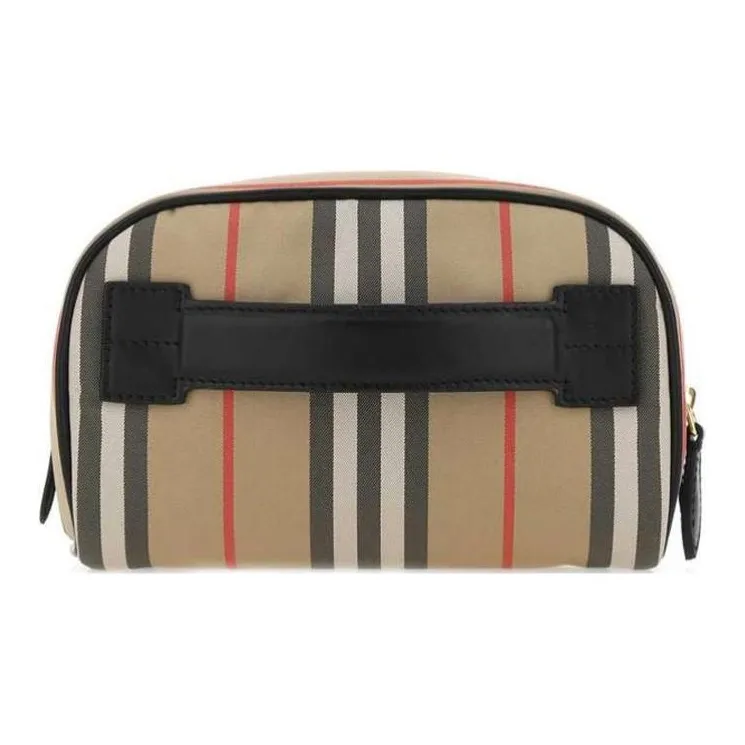 Burberry Nylon Fabric Toiletry Makeup Bag Clutch Women's Beige-2