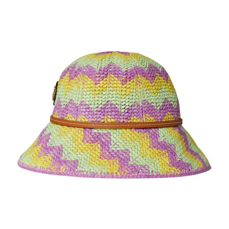 GUCCI Chevron Straw Effect Cloche-1