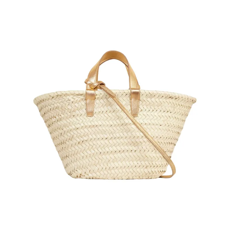 CELINE Triomphe Leather Straw Bag Handbag Teen Women's Light Brown-1