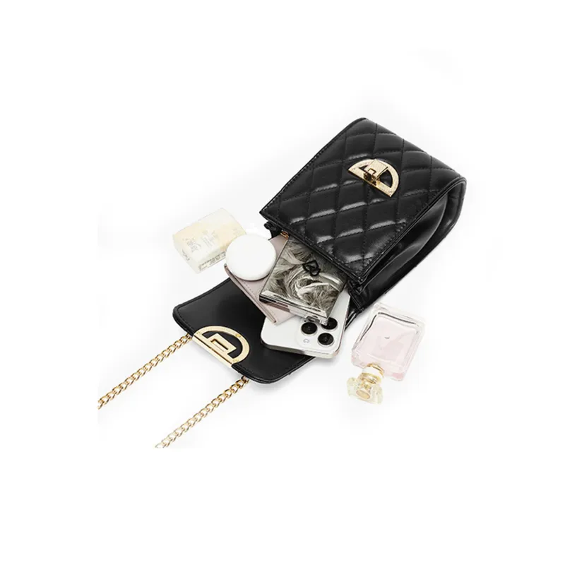CORALDAISY Synthetic Leather Cell Phone Pouch, Coin Purse, Shoulder Bag, Crossbody Bag Regular Women's Mousse Black-3