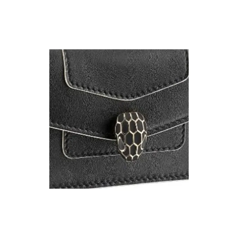 BVLGARI Serpenti Forever Calfskin Wallets Card Holders Women's Black-2