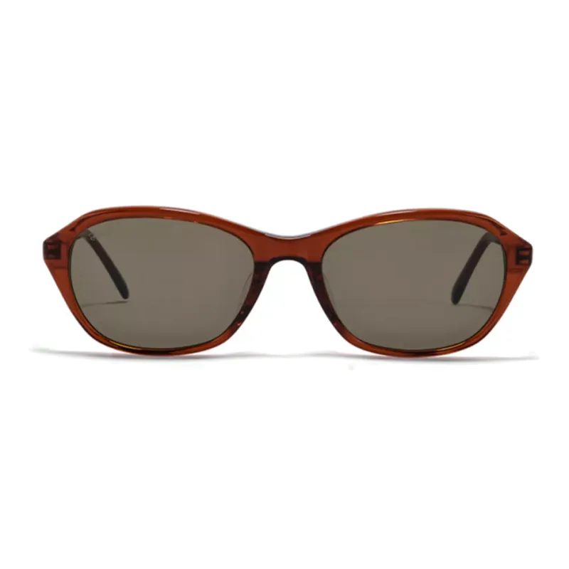 Fakeme Plate Frame Rectangular Sunglasses Unisex Brown-2