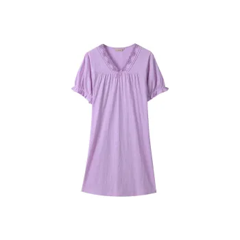 AUTUMNDEER Nightgown Women's Pink Purple
