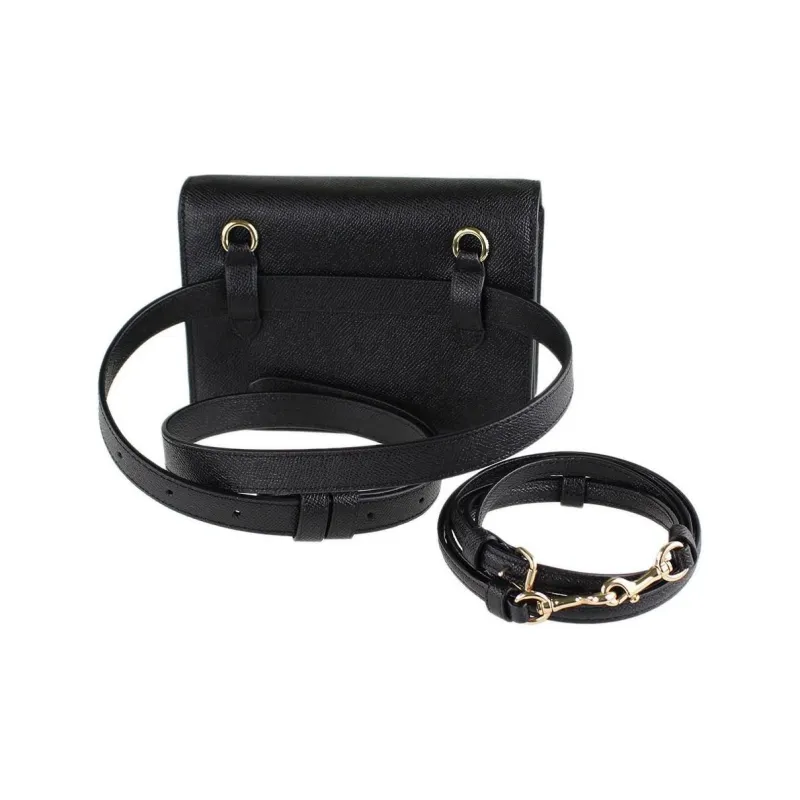 COACH Foldover Leather PVC Fanny Pack Crossbody Bag Shoulder Bag Small Size Women's Black & Dark Brown Monogram-4