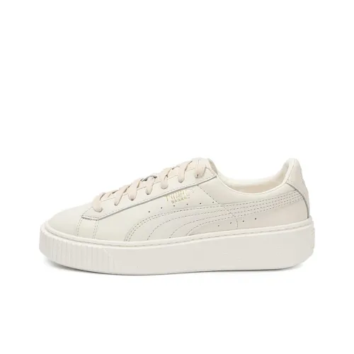 PUMA Basket Skateboard Shoes Women's Low-Top Off White Pink