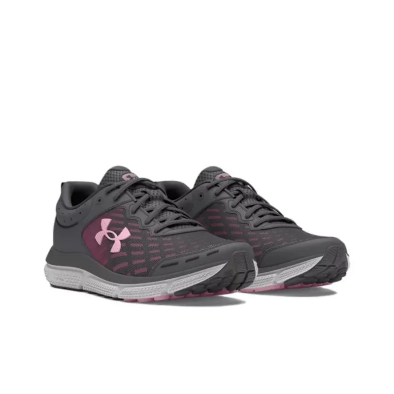 Under Armour Charged Assert 10 Cushioning Slip Resistant Low Top Casual Running Shoes Women's Gray Pink-2