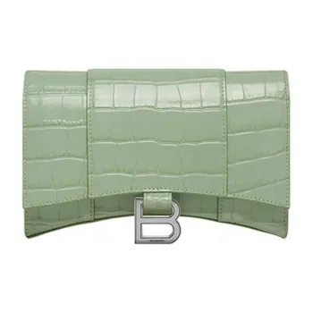 Balenciaga Hourglass Cow Leather Hourglass Bag, Shoulder Bag, Crossbody Bag, Wallet Small Size Women's Green
