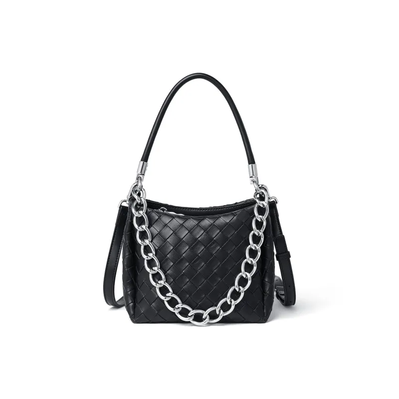 RED DRAGONFLY Cow Leather Tote Bag, Handbag, Shoulder Bag, Bucket Bag Regular Women's Black-1
