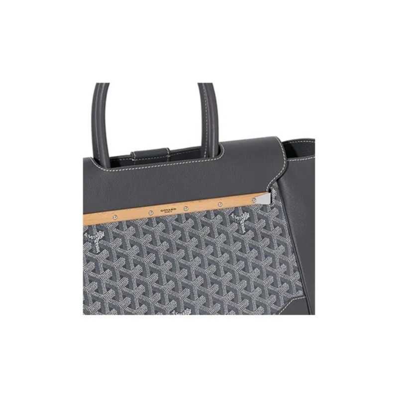 GOYARD Saigon Canvas With Leather Saigon Tote Handbag, Shoulder Bag Large Size Unisex Gray-5