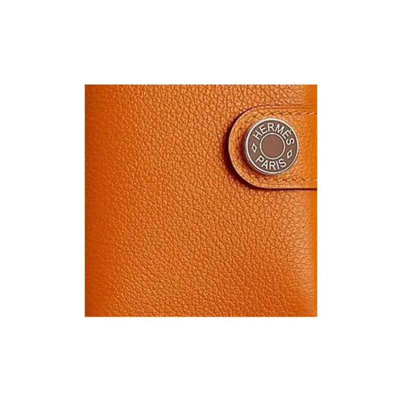 HERMES Evercolor Calfskin Card Holder Regular Unisex Orange-2