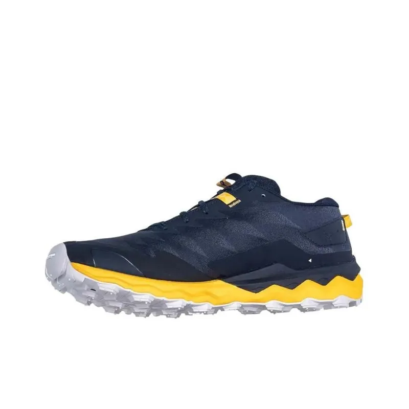 Mizuno Wave Daichi 7 Cushioning Wear Resistant Low Top Casual Running Shoes Men's Black Neon Yellow-2