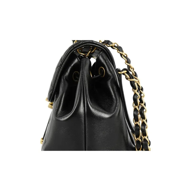 CHANEL Sheepskin Backpack Women's Black-5