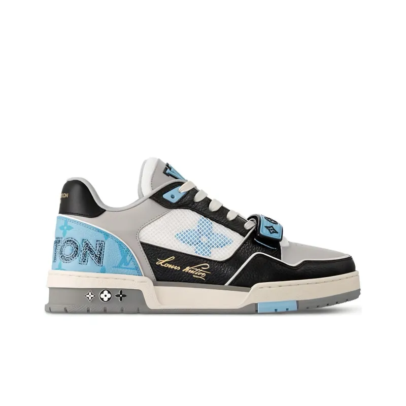 LOUIS VUITTON Lv Trainer Sneakers 'Blue Monogram Black Grey'-1
