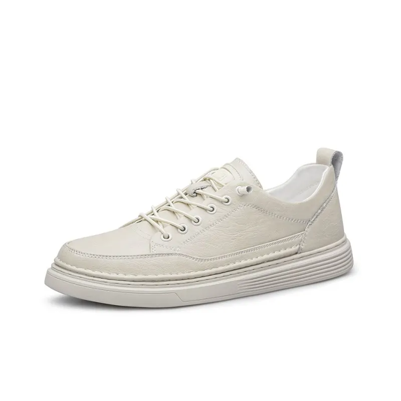 LAORENTOU Men's Casual Shoes Men Low Top Ecru/Khaki-3